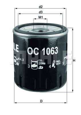 Фильтр масляный двигателя OC 106/3 MAHLE
