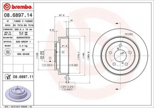 Диск тормозной 08.6897.14 BREMBO