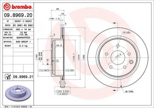 Диск тормозной 09.8969.21 BREMBO
