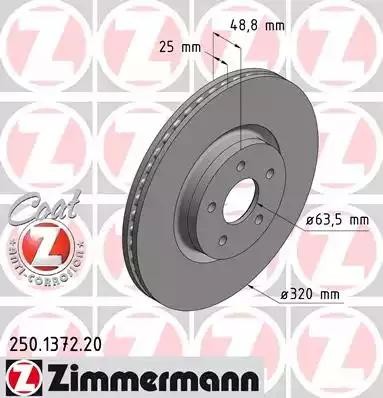 Диск тормозной 250.1372.20 ZIMMERMANN