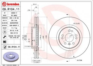Диск тормозной 09.R104.11 BREMBO