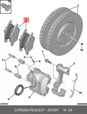 Колодки тормозные дисковые 4253 97 CITROEN