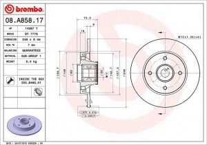 Диск тормозной 08.A858.17 BREMBO