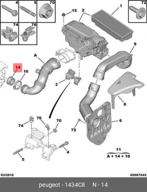 Втулка патрубка подачи воздуха в ДВС 1434 C8 CITROEN