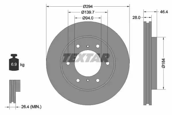 Диск тормозной 92180203 TEXTAR