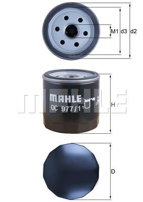 Фильтр масляный двигателя OC977/1 MAHLE