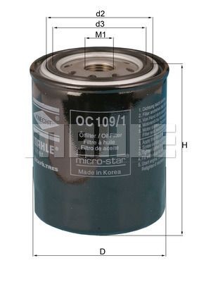 Фильтр масляный двигателя OC 109/1 MAHLE