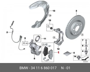 Колодки тормозные дисковые 34 11 6 860 017 BMW