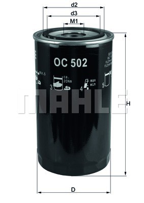 Фильтр масляный двигателя OC502 MAHLE
