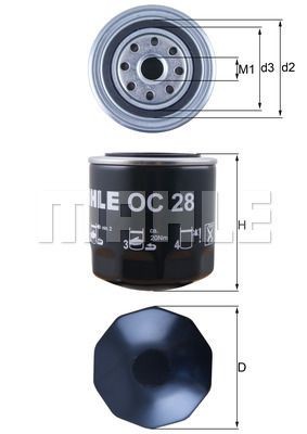 Фильтр масляный двигателя OX119 MAHLE