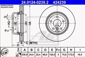 Диск тормозной 24.0124-0239.2 ATE