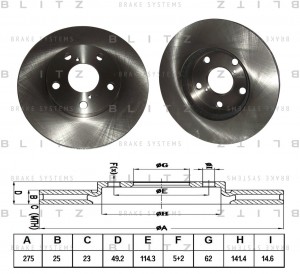 Диск тормозной BS0356 BLITZ