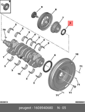 Сальник коленвала 16089406 80 CITROEN