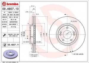 Диск тормозной 09.A807.10 BREMBO