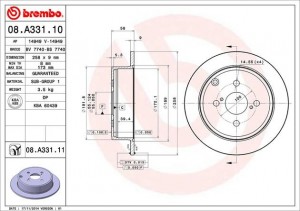 Диск тормозной 08A33110 BREMBO