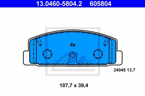 Колодки тормозные дисковые 13.0460-5804.2 ATE