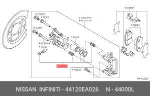Суппорт тормозной (ремкомплект) 44120-EA026 NISSAN