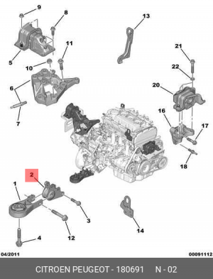Кронштейн крепления подушки двигателя 1806 91 CITROEN