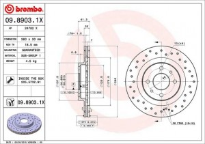 Диск тормозной 09.8903.1X BREMBO