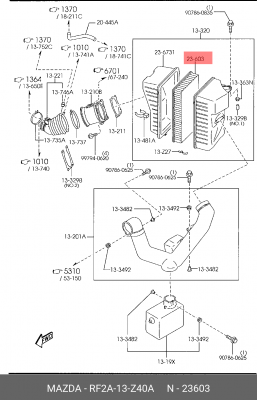 Фильтр воздушный RF2A-13-Z40A MAZDA