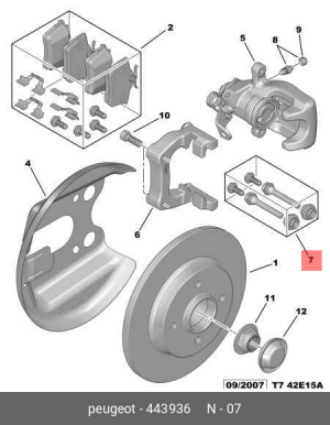 Направляющие скобы суппорта (ремкомплект) 4439 36 CITROEN