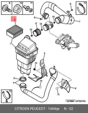 Фильтр воздушный 1444 QE CITROEN