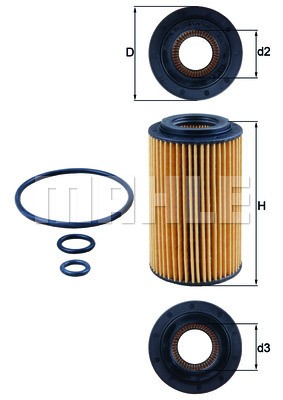 Фильтр масляный двигателя OX153/7D2 MAHLE
