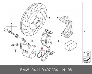 Суппорт тормозной (ремкомплект) 34 11 0 407 334 BMW