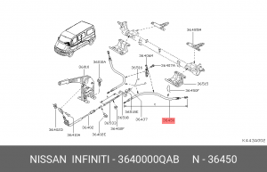 Трос ручного тормоза 3640000QAB NISSAN