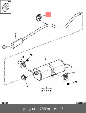 Резинка крепления глушителя 1755 H6 CITROEN