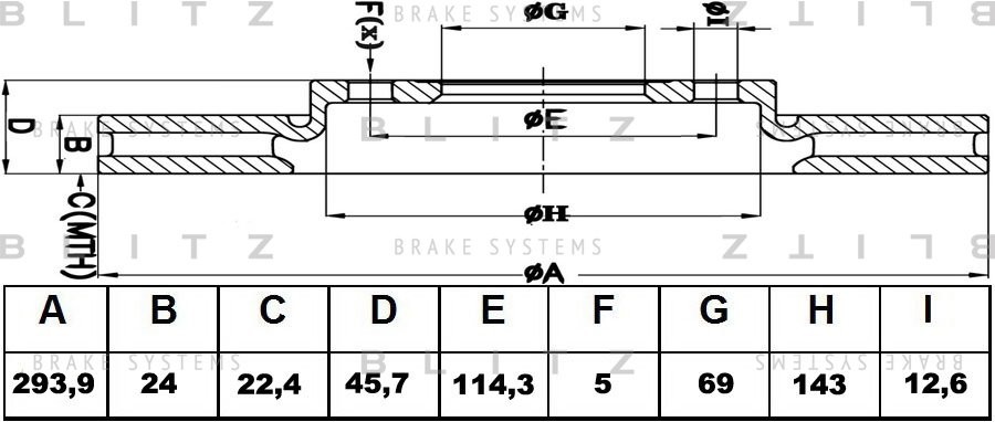 Диск тормозной BS0341 BLITZ