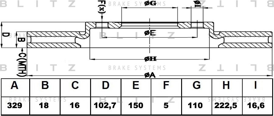 Диск тормозной BS0351 BLITZ