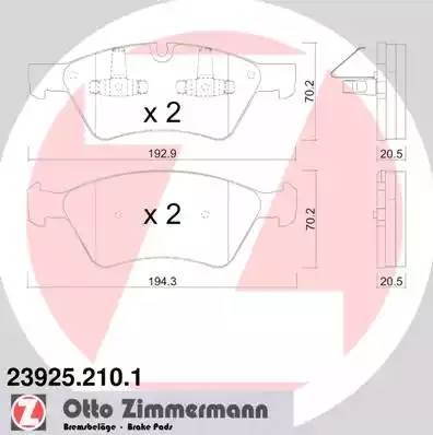 Колодки тормозные дисковые 239252101 ZIMMERMANN
