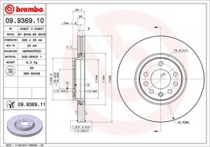 Диск тормозной 09.9369.10 BREMBO