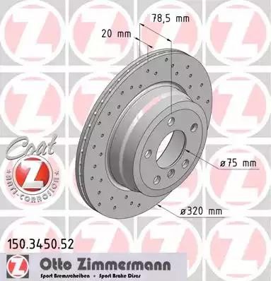 Диск тормозной 150.3450.52 ZIMMERMANN