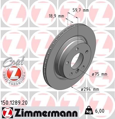 Диск тормозной 150.1289.20 ZIMMERMANN