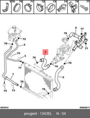 Патрубок системы охлаждения ДВС 1343 EL CITROEN