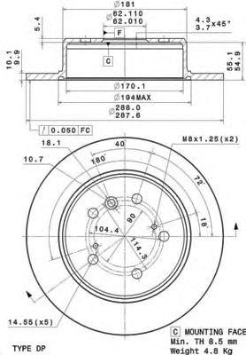 Диск тормозной 08.A150.11 BREMBO
