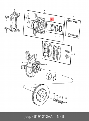 Поршень тормозного суппорта 5191 212AA CHRYSLER