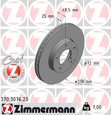 Диск тормозной 370.3076.20 ZIMMERMANN