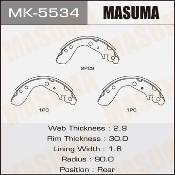 Колодки тормозные барабанные MK5534 MASUMA