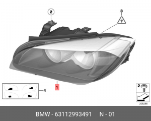 Фара головного света 63 11 2 993 491 BMW
