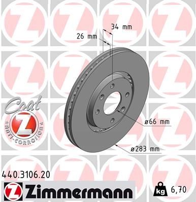 Диск тормозной 440310620 ZIMMERMANN