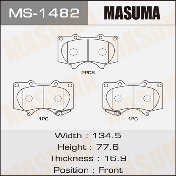 Колодки тормозные дисковые MS1482 MASUMA