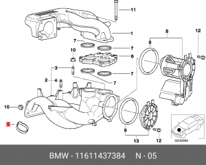 Прокладка впускного коллектора 11 61 1 437 384 BMW