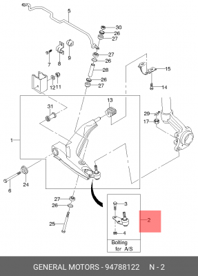 Опора шаровая подвески 94788122 DAEWOO