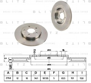 Диск тормозной BS0177 BLITZ