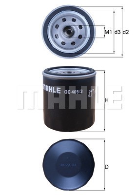 Фильтр масляный двигателя OC 405/3 MAHLE