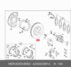 Диск тормозной A2304230812 MERCEDES BENZ