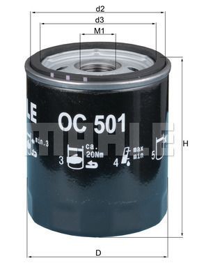 Фильтр масляный двигателя OC501 MAHLE